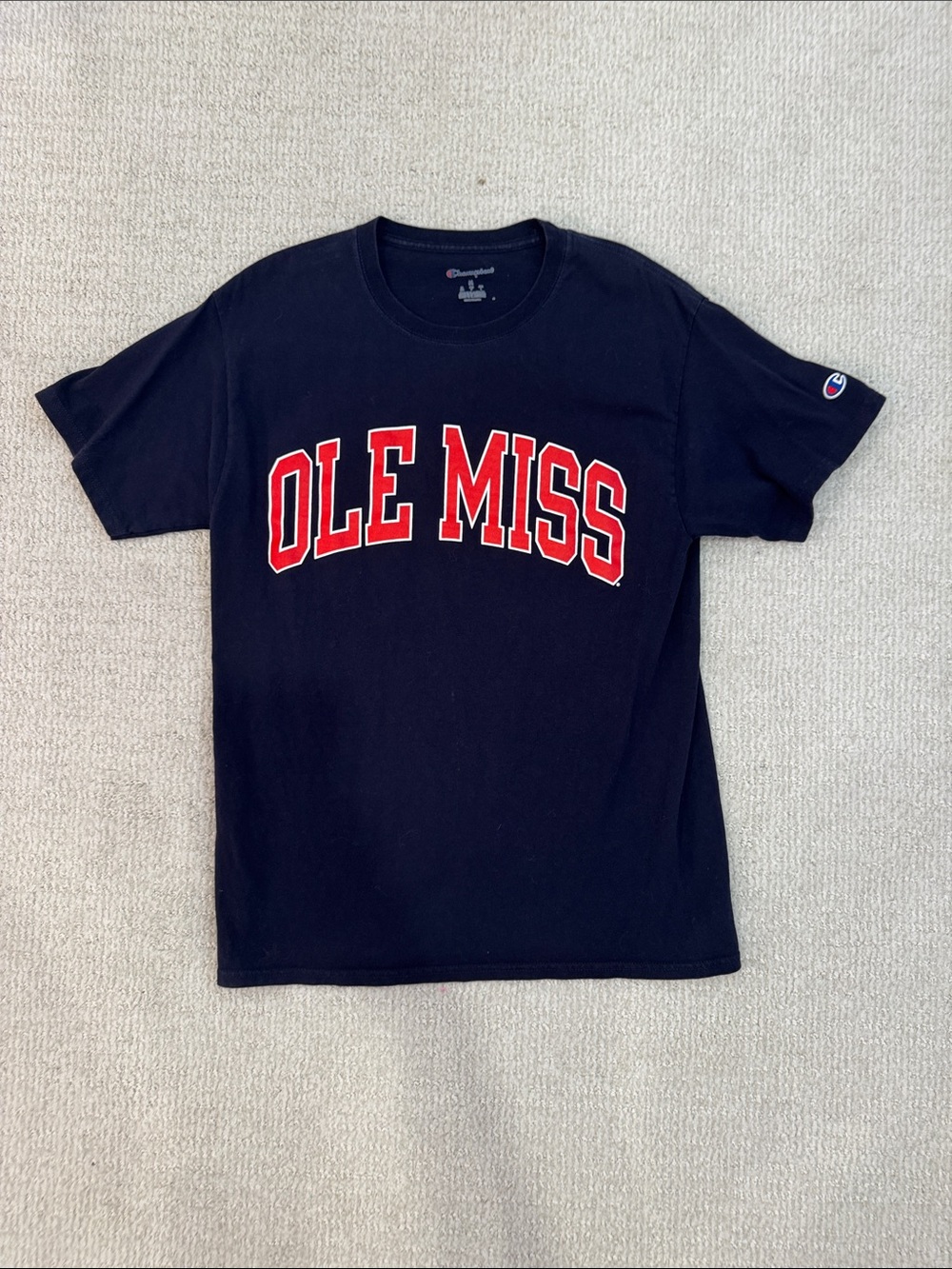 Champion Black T-Shirt with Red OLE MISS Arch Logo Size Medium